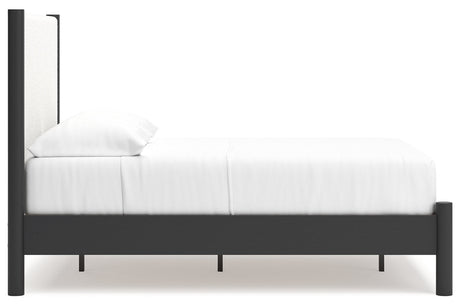 Cadmori Black/White Full Upholstered Platform Bed by Ashley at Eve Furniture