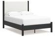 Cadmori Black/White Full Upholstered Platform Bed by Ashley at Eve Furniture