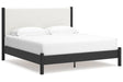 Cadmori Black/White King Upholstered Panel Bed by Ashley at Eve Furniture