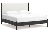 Cadmori Black/White King Upholstered Panel Bed by Ashley at Eve Furniture