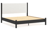 Cadmori Black/White King Upholstered Panel Bed by Ashley at Eve Furniture