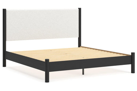 Cadmori Black/White King Upholstered Panel Bed by Ashley at Eve Furniture
