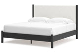 Cadmori Black/White King Upholstered Panel Bed by Ashley at Eve Furniture