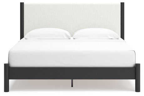 Cadmori Black/White King Upholstered Panel Bed by Ashley at Eve Furniture