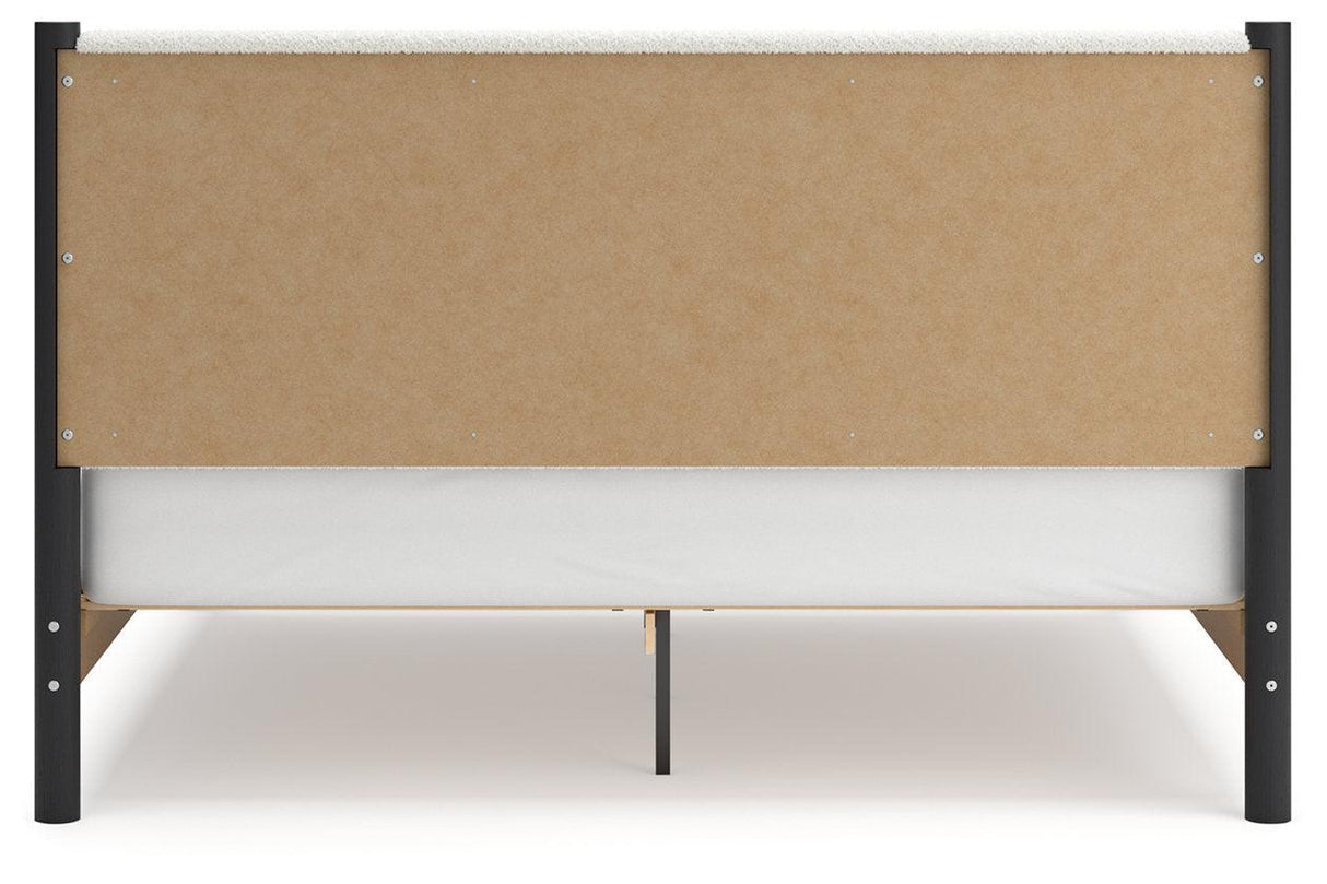 Cadmori Black/White King Upholstered Panel Bed by Ashley at Eve Furniture