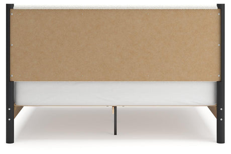 Cadmori Black/White King Upholstered Panel Bed by Ashley at Eve Furniture