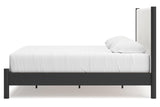Cadmori Black/White King Upholstered Panel Bed by Ashley at Eve Furniture