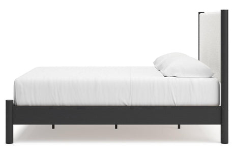 Cadmori Black/White King Upholstered Panel Bed by Ashley at Eve Furniture