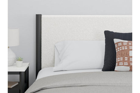 Cadmori Black/White King Upholstered Panel Bed by Ashley at Eve Furniture