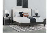 Cadmori Black/White King Upholstered Panel Bed by Ashley at Eve Furniture