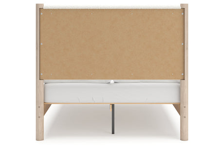 Cadmori Tan/Beige Full Upholstered Platform Bed by Ashley at Eve Furniture