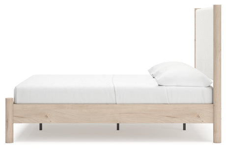 Cadmori Tan/Beige Full Upholstered Platform Bed by Ashley at Eve Furniture
