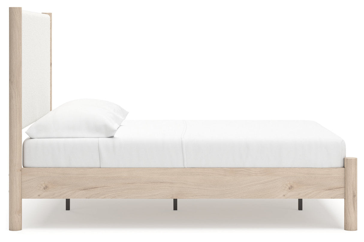 Cadmori Tan/Beige Full Upholstered Platform Bed by Ashley at Eve Furniture