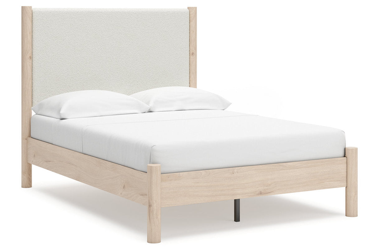 Cadmori Tan/Beige Full Upholstered Platform Bed by Ashley at Eve Furniture