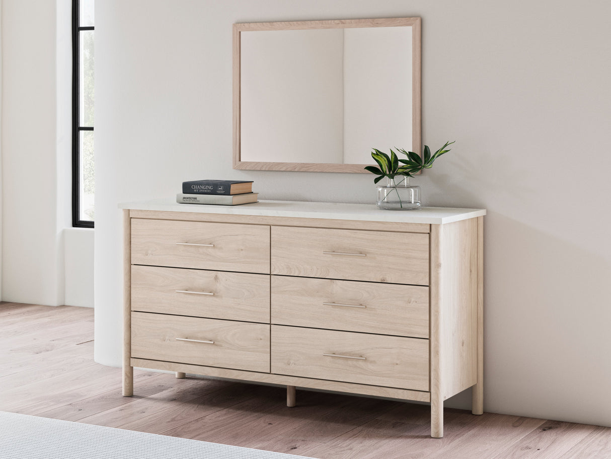 Cadmori Tan/Beige Full Upholstered Platform Bedroom Set by Ashley at Eve Furniture