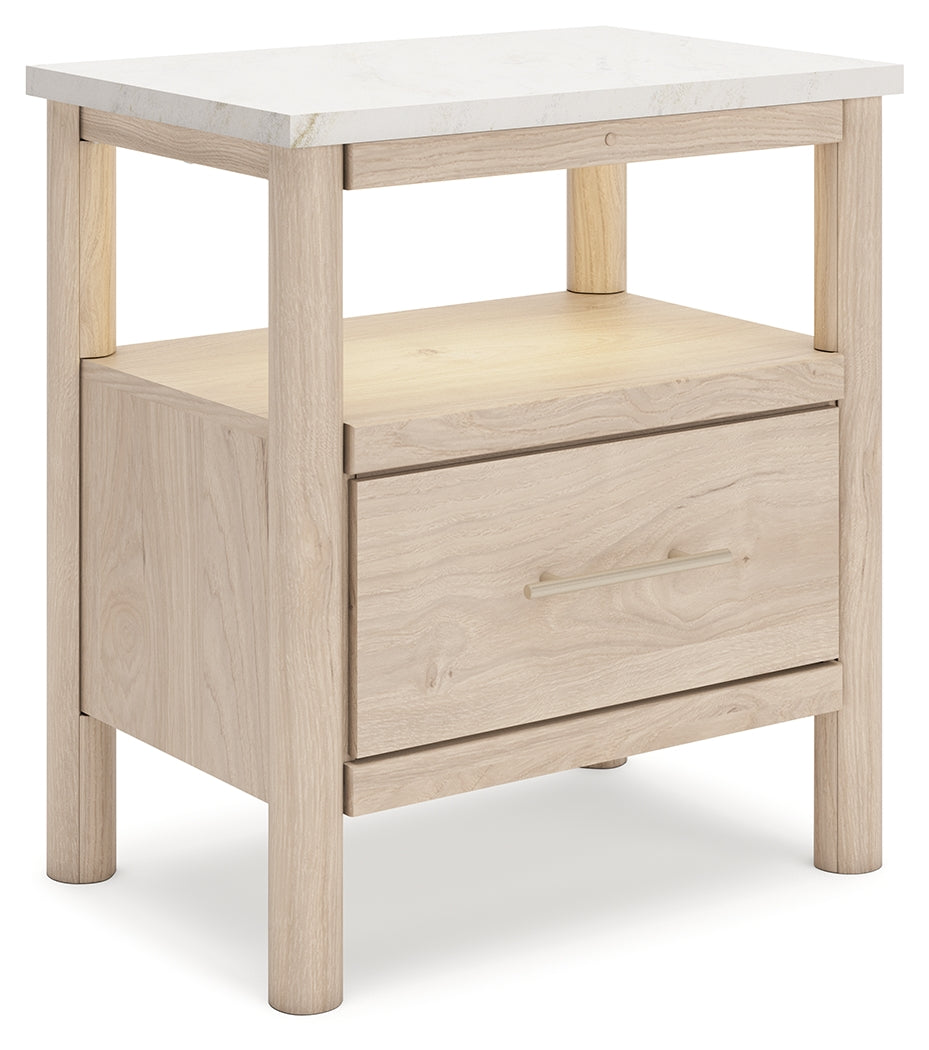 Cadmori Tan/Beige Full Upholstered Platform Bedroom Set by Ashley at Eve Furniture