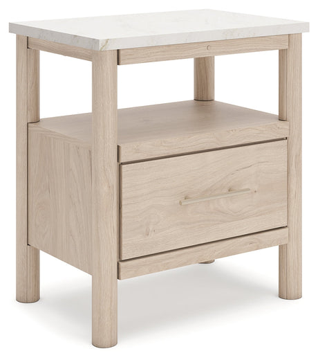 Cadmori Tan/Beige Full Upholstered Platform Bedroom Set by Ashley at Eve Furniture
