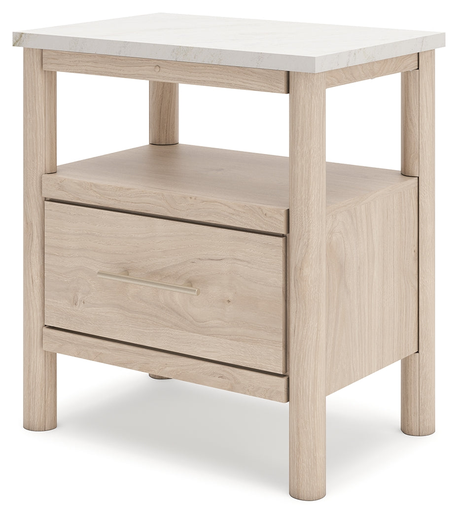 Cadmori Tan/Beige Full Upholstered Platform Bedroom Set by Ashley at Eve Furniture