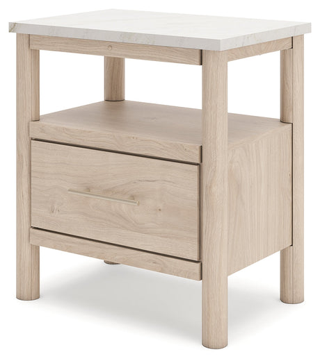Cadmori Tan/Beige Full Upholstered Platform Bedroom Set by Ashley at Eve Furniture