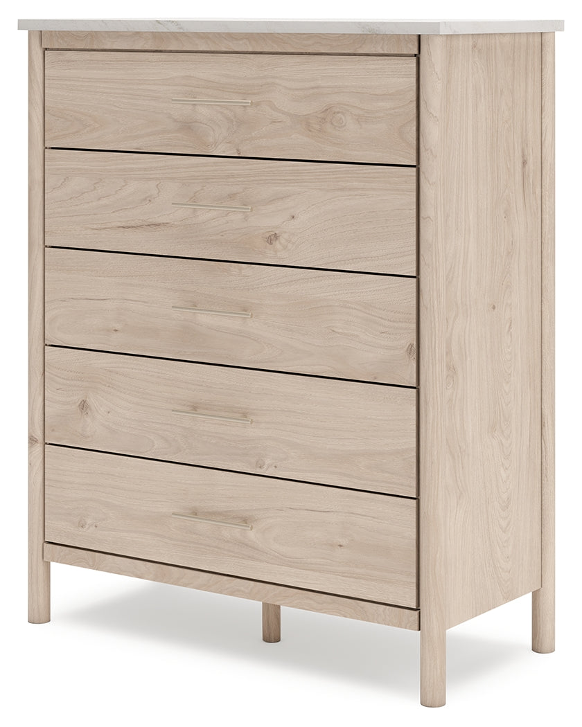 Cadmori Tan/Beige Full Upholstered Platform Bedroom Set by Ashley at Eve Furniture