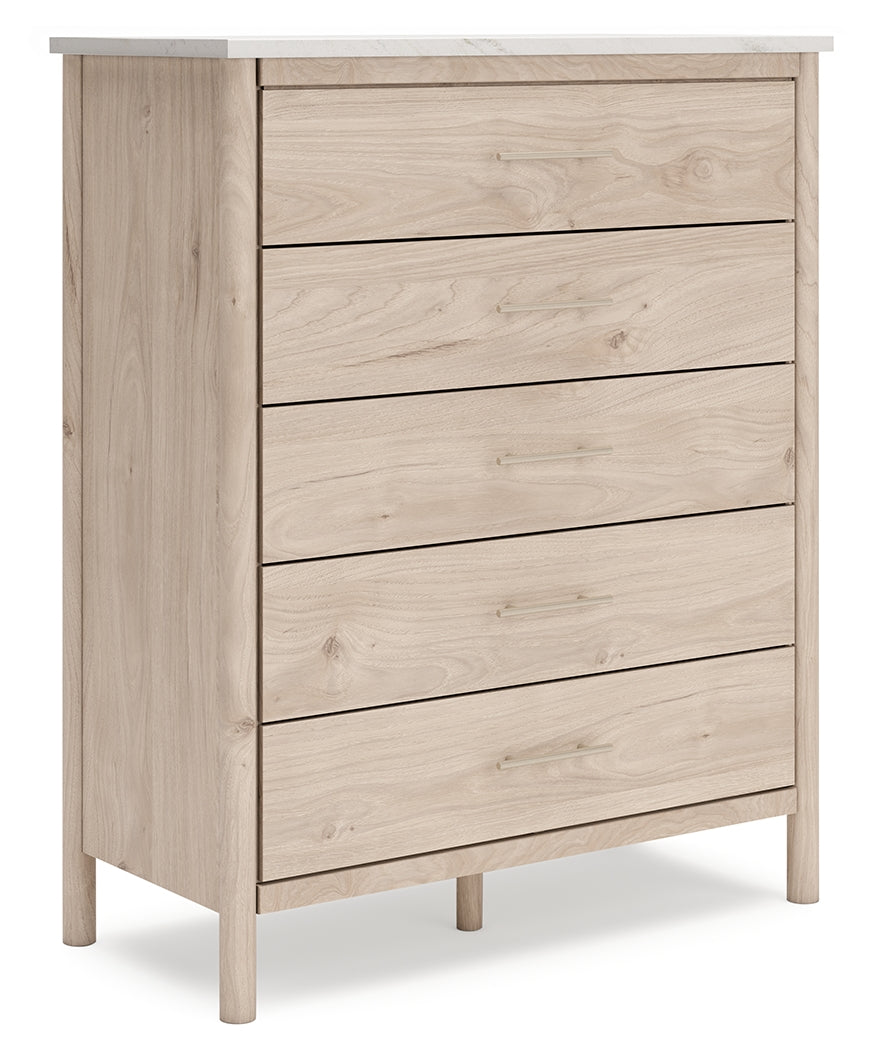Cadmori Tan/Beige Full Upholstered Platform Bedroom Set by Ashley at Eve Furniture
