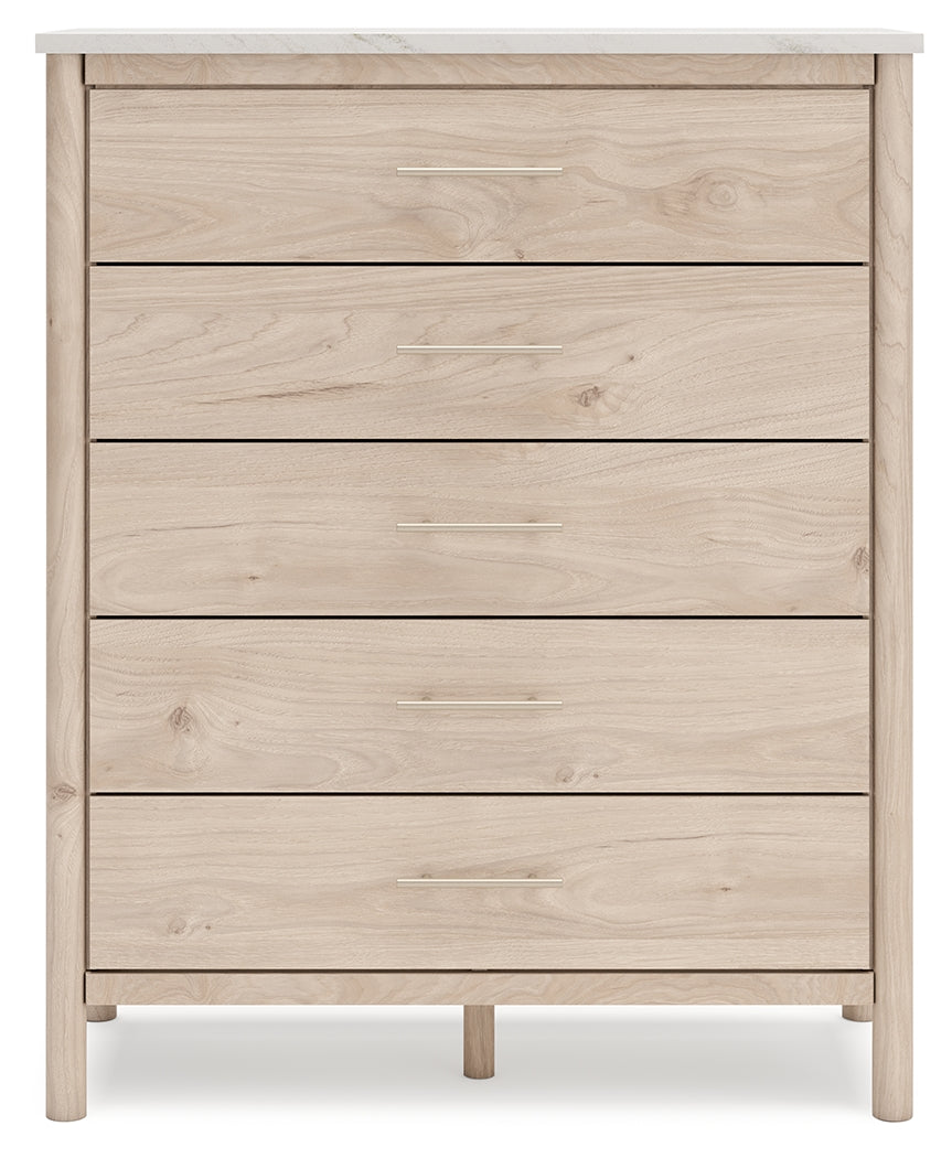 Cadmori Tan/Beige Full Upholstered Platform Bedroom Set by Ashley at Eve Furniture