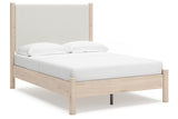 Cadmori Tan/Beige Full Upholstered Platform Bedroom Set by Ashley at Eve Furniture