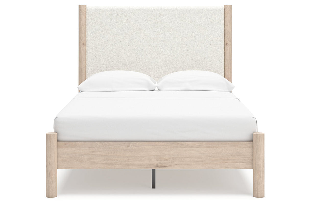 Cadmori Tan/Beige Full Upholstered Platform Bedroom Set by Ashley at Eve Furniture