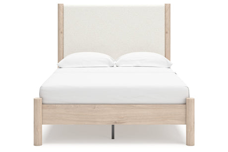 Cadmori Tan/Beige Full Upholstered Platform Bedroom Set by Ashley at Eve Furniture