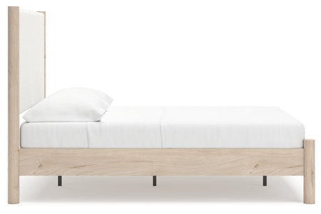 Cadmori Tan/Beige Full Upholstered Platform Bedroom Set by Ashley at Eve Furniture
