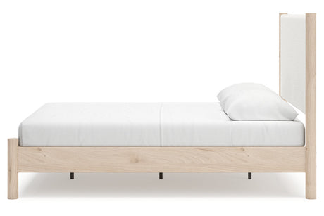 Cadmori Tan/Beige Queen Upholstered Platform Bed by Ashley at Eve Furniture