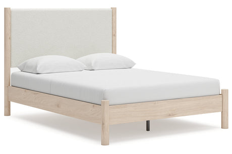 Cadmori Tan/Beige Queen Upholstered Platform Bed by Ashley at Eve Furniture