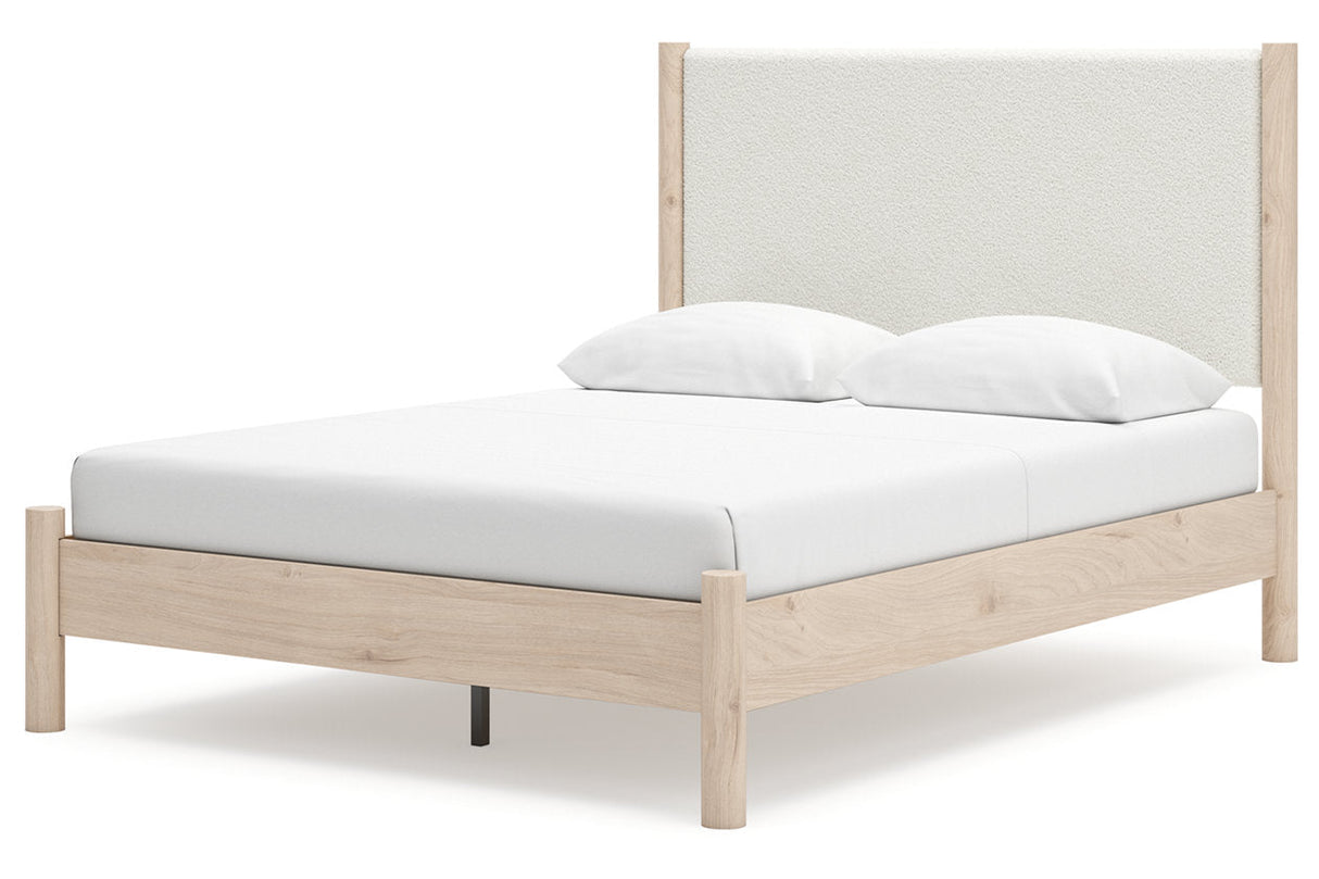 Cadmori Tan/Beige Queen Upholstered Platform Bed by Ashley at Eve Furniture