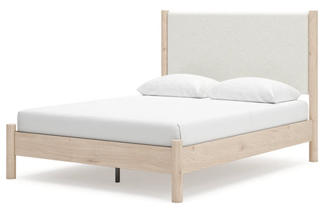 Cadmori Tan/Beige Queen Upholstered Platform Bed by Ashley at Eve Furniture