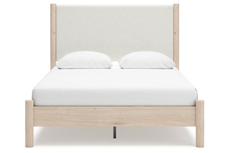 Cadmori Tan/Beige Queen Upholstered Platform Bed by Ashley at Eve Furniture