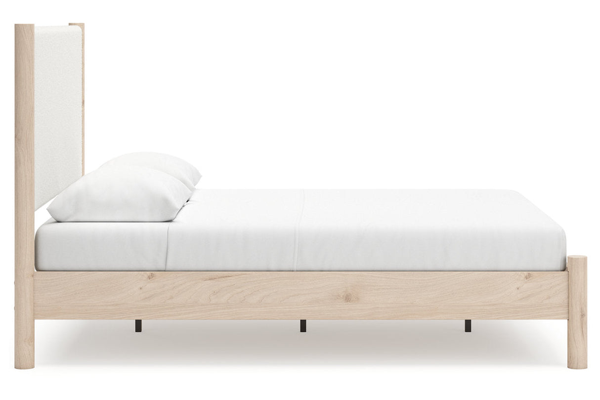 Cadmori Tan/Beige Queen Upholstered Platform Bed by Ashley at Eve Furniture