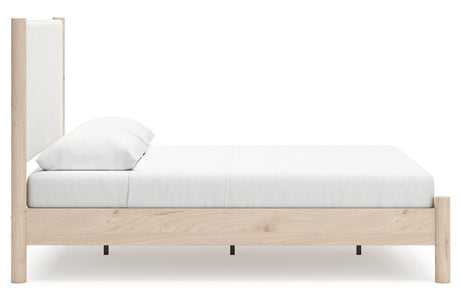 Cadmori Tan/Beige Queen Upholstered Platform Bed by Ashley at Eve Furniture