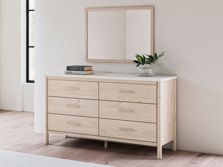 Cadmori Tan/Beige Upholstered Platform Bedroom Set by Ashley at Eve Furniture