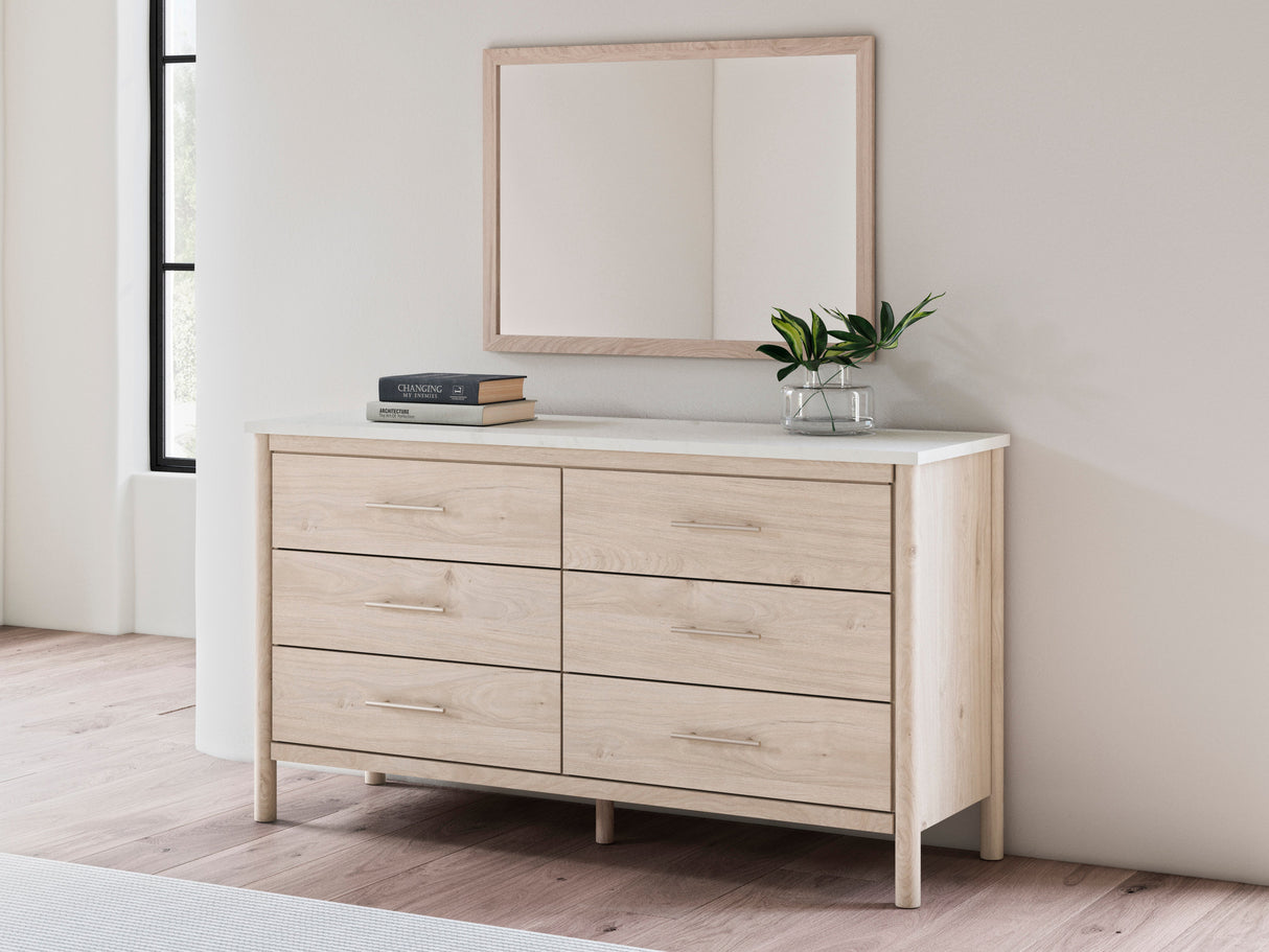Cadmori Tan/Beige Upholstered Platform Bedroom Set by Ashley at Eve Furniture