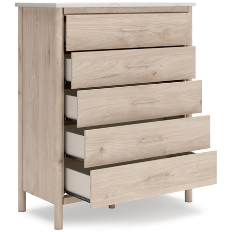 Cadmori Tan/Beige Upholstered Platform Bedroom Set by Ashley at Eve Furniture
