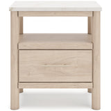 Cadmori Tan/Beige Upholstered Platform Bedroom Set by Ashley at Eve Furniture
