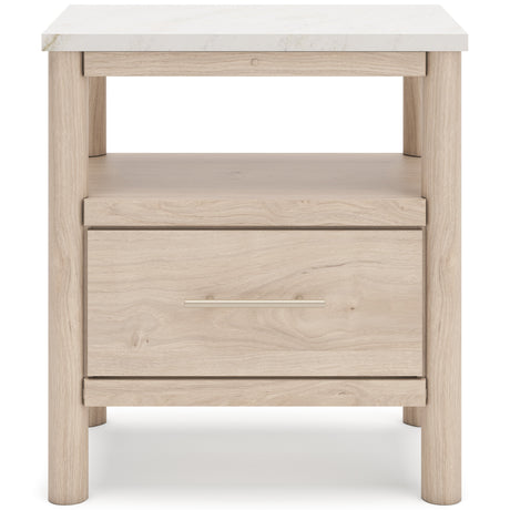 Cadmori Tan/Beige Upholstered Platform Bedroom Set by Ashley at Eve Furniture