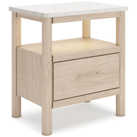 Cadmori Tan/Beige Upholstered Platform Bedroom Set by Ashley at Eve Furniture