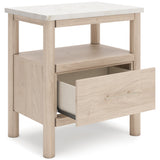 Cadmori Tan/Beige Upholstered Platform Bedroom Set by Ashley at Eve Furniture