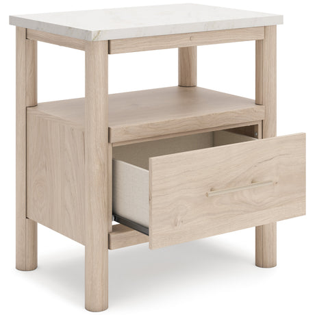 Cadmori Tan/Beige Upholstered Platform Bedroom Set by Ashley at Eve Furniture