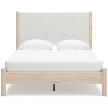 Cadmori Tan/Beige Upholstered Platform Bedroom Set by Ashley at Eve Furniture