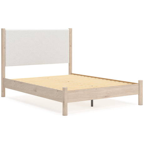 Cadmori Tan/Beige Upholstered Platform Bedroom Set by Ashley at Eve Furniture