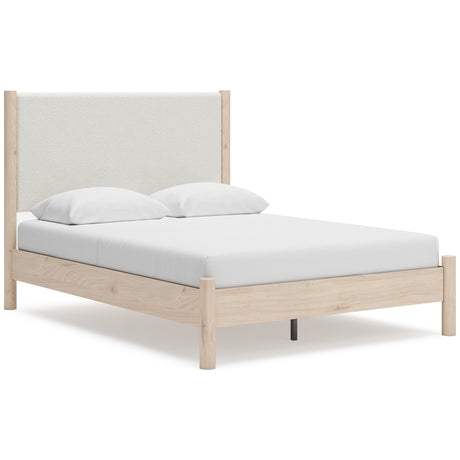 Cadmori Tan/Beige Upholstered Platform Bedroom Set by Ashley at Eve Furniture