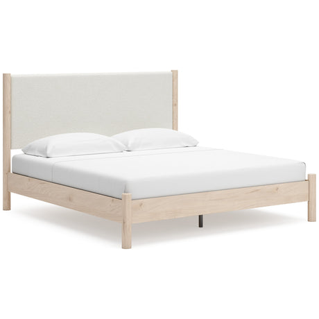 Cadmori Tan/Beige Upholstered Platform Bedroom Set by Ashley at Eve Furniture