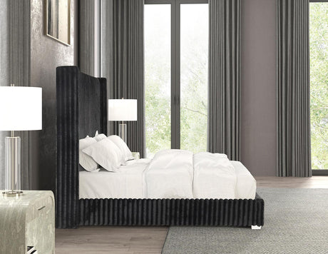 Cadwell Black King Upholstered Platform Bed by Furniture of America at Eve Furniture